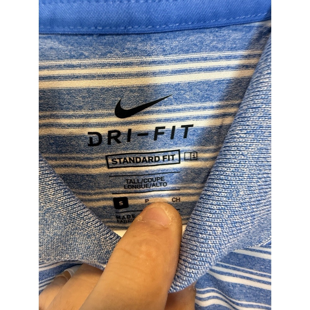 Nike Vapor Blue Stripe Performance Golf Polo Shirt Small TALL CK4744-402‎ NWOT - Picture 3 of 4